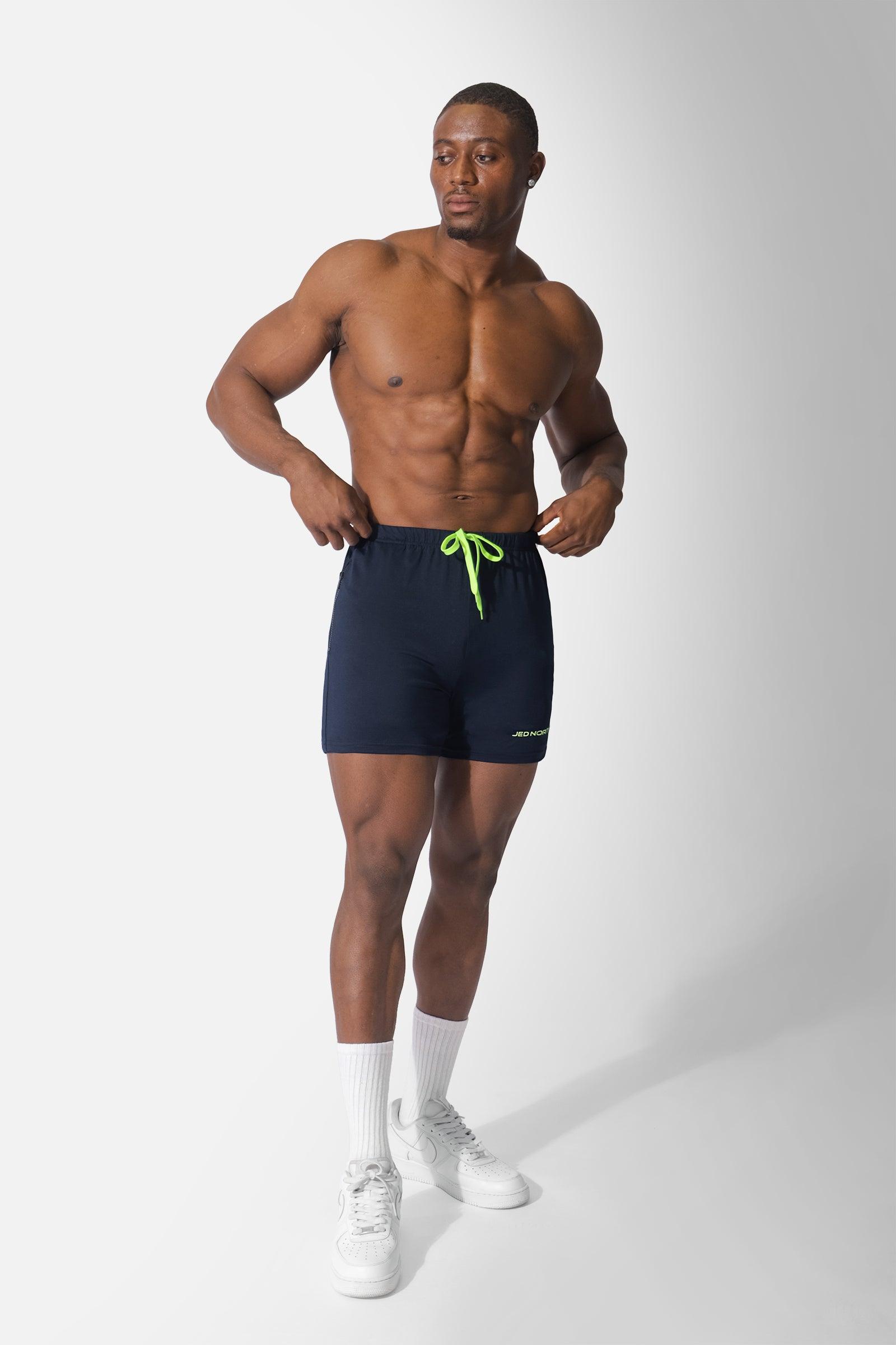 Agile Bodybuilding 4'' Shorts w Zipper Pockets - Navy Blue