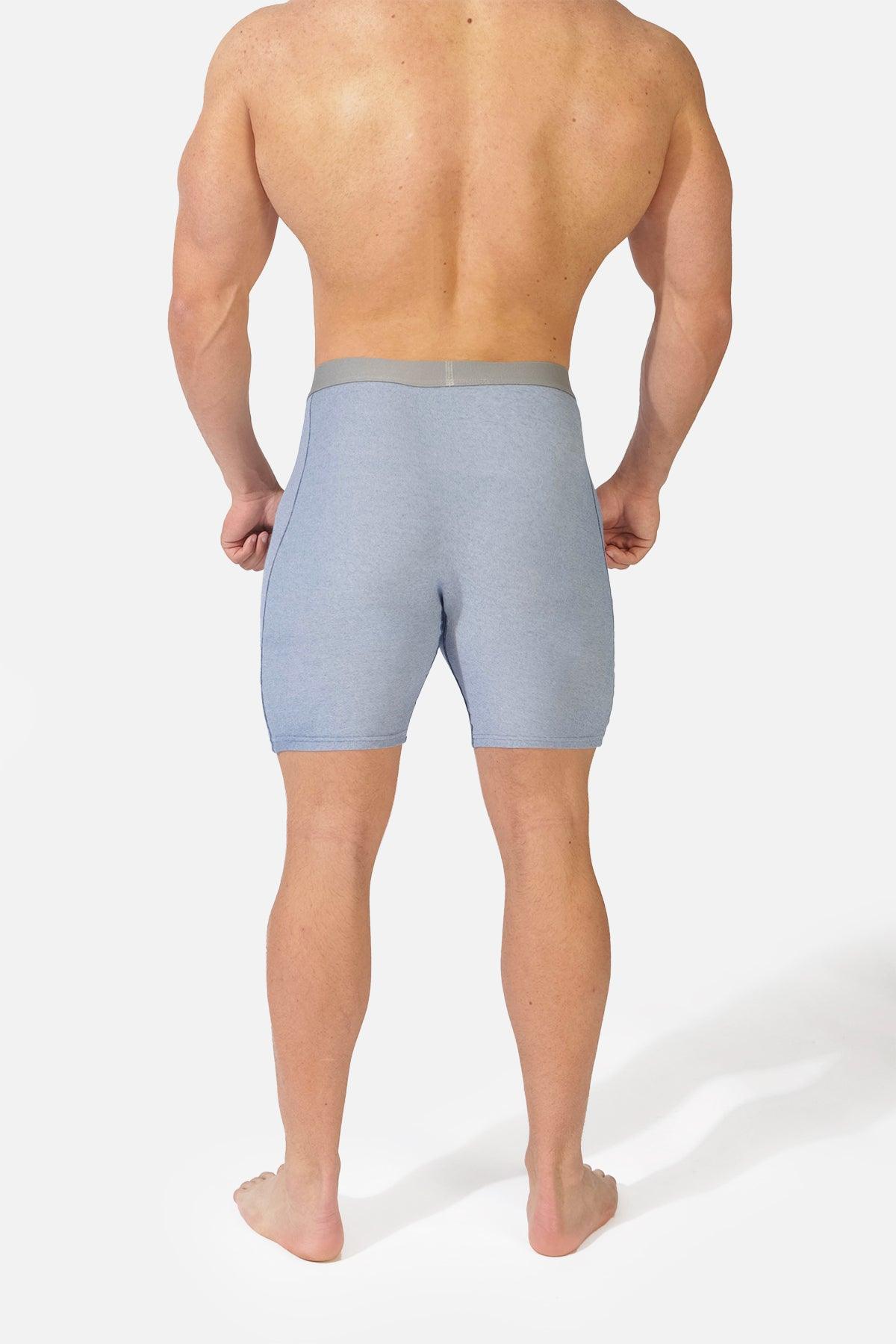 Men's Mid Length Boxer Briefs 2 Pack - Gray & Blue - Jed North