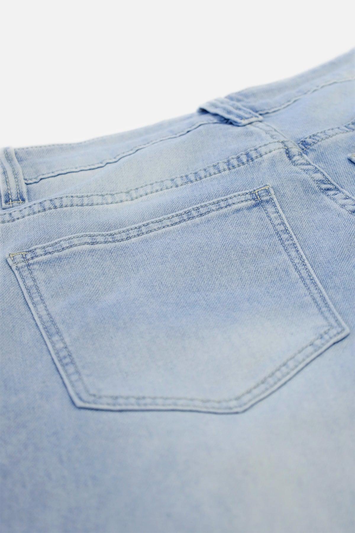 Men's Rolled Hem Denim Shorts - Light Blue - Jed North