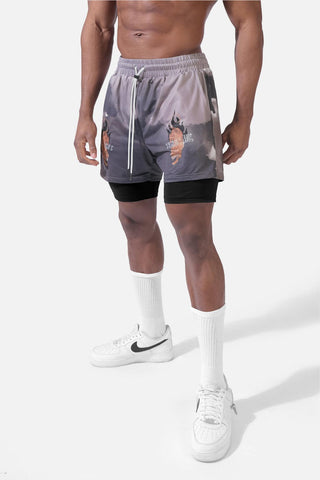 Pro 2 in 1 7" Training Shorts - Tiger Inferno