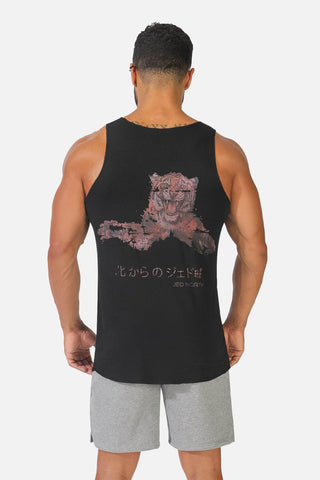 Graphic Training Raw-Edge Muscle Tank Top - Distressed Black - Jed North