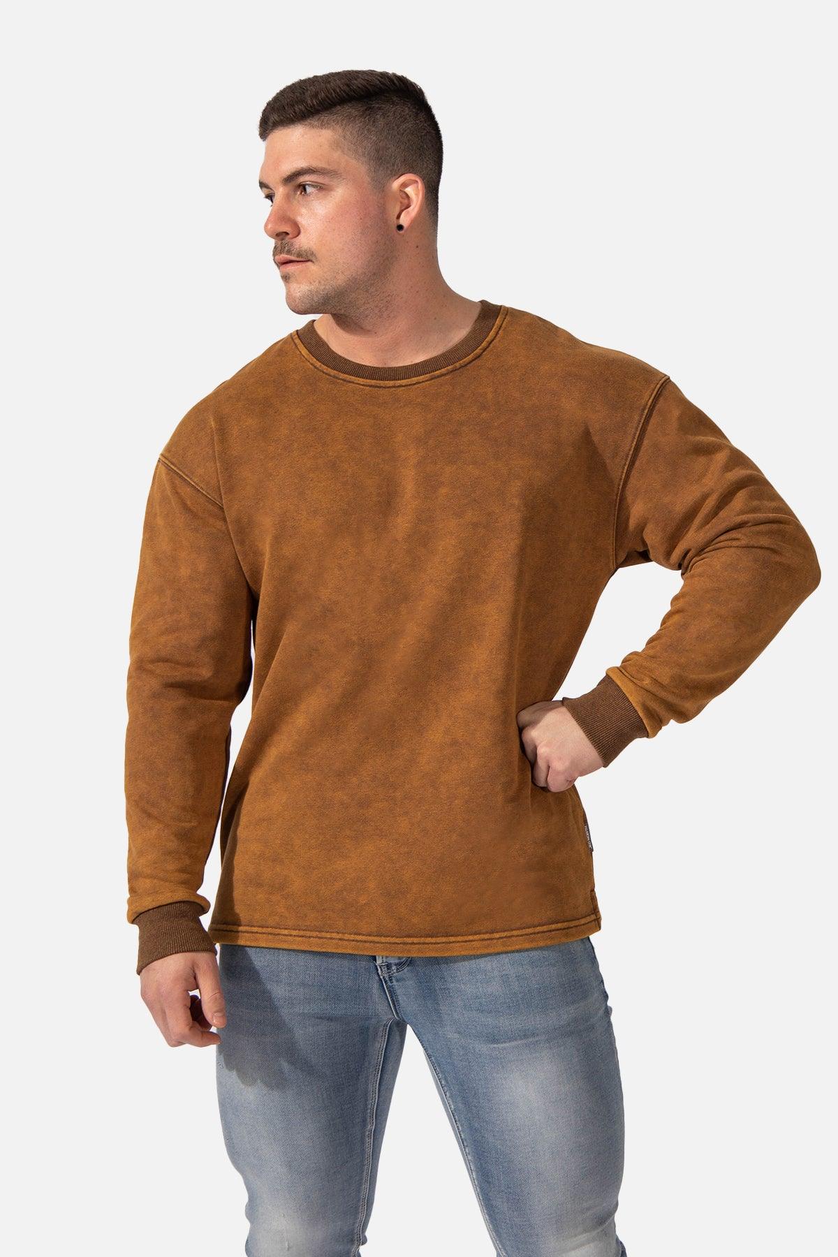 Certified Oversized Crewneck Sweater - Vintage Wash Brown - Jed North