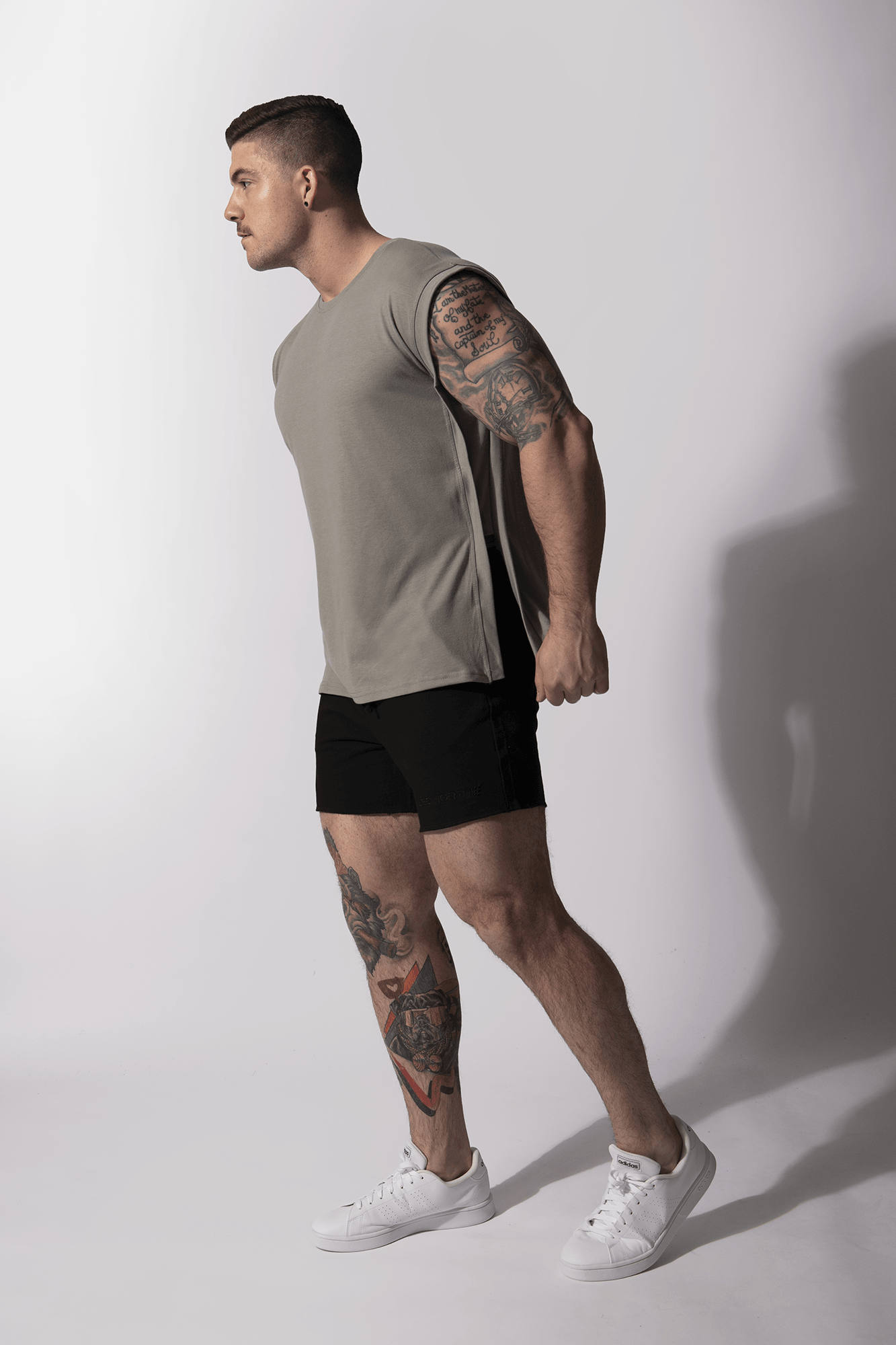 Capped Sleeve Muscle Tee - Light Gray - Jed North