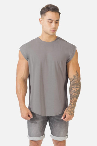 Capped Sleeve Muscle Tee - Light Gray - Jed North