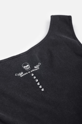Heavy Duty Workout Tank Top - Washed Black Skull - Jed North