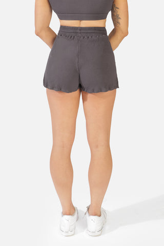 Coco Ribbed Flowy Shorts - Dark Gray