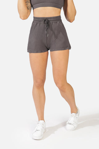 Coco Ribbed Flowy Shorts - Dark Gray