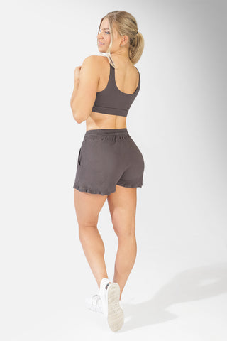 Coco Ribbed Flowy Shorts - Dark Gray