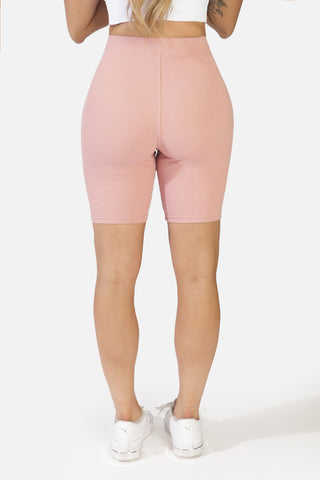 Ivy Ribbed Biker Shorts w Pockets - Light Pink