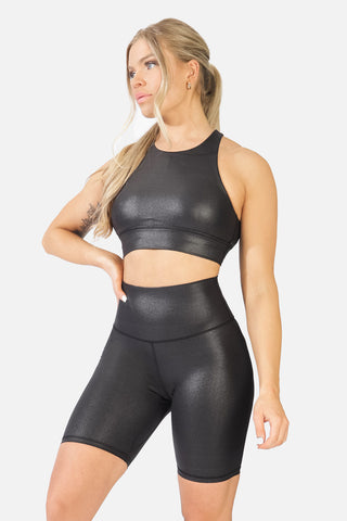 Dynamic Double Layer Sports Bra - Metallic Black