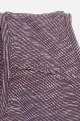 Retro Striped Crossover Crop Top - Purple