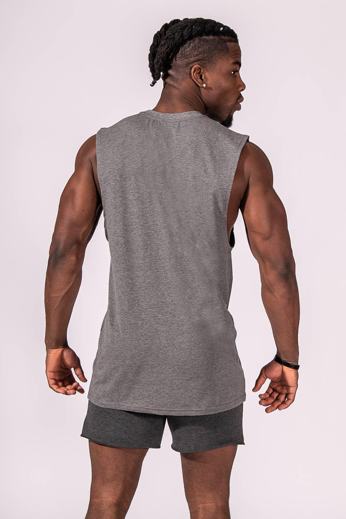 Men Cotton Blend Broad Shoulder Vest Casual Loose Workout Sleeveless Shirt  Tank/