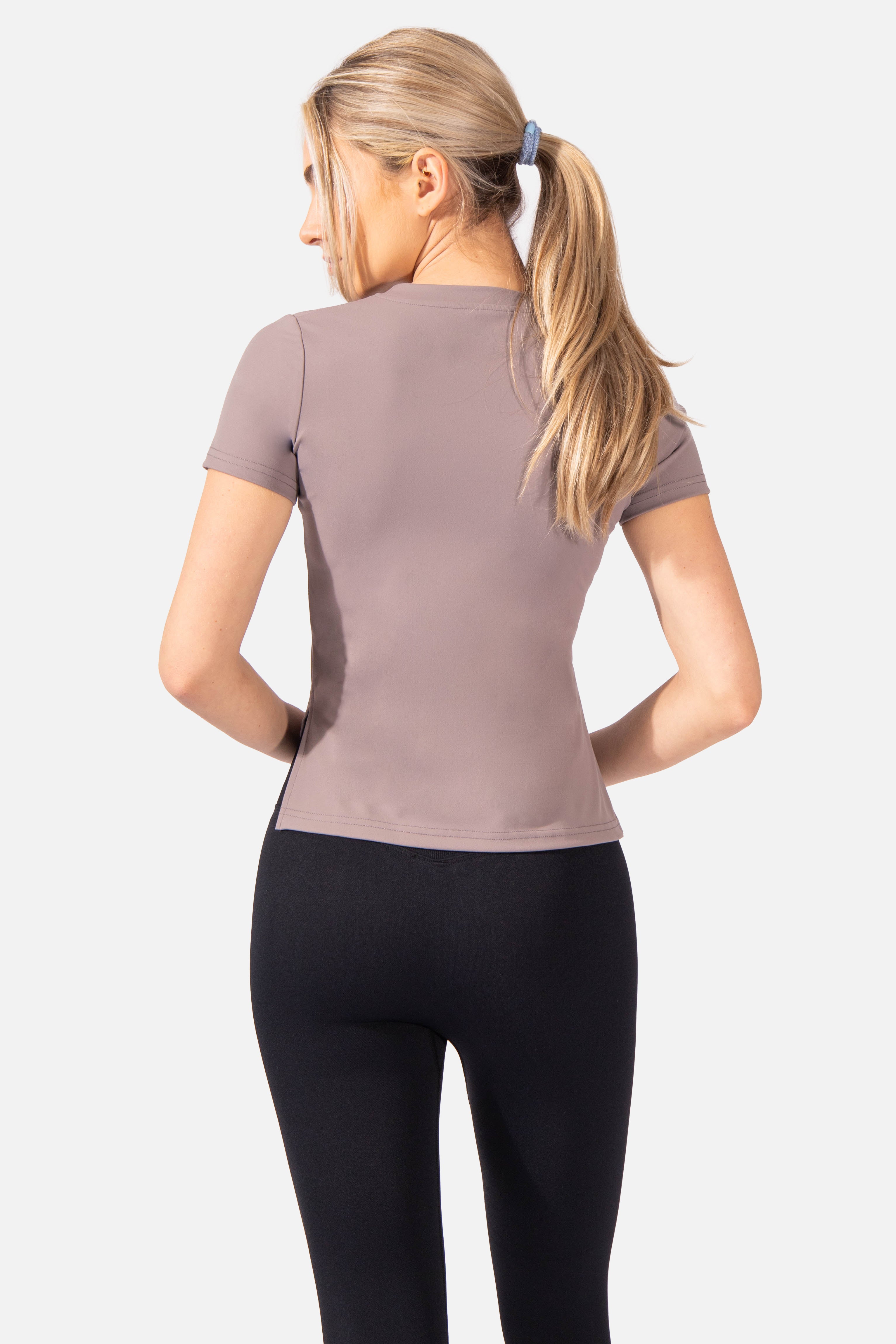 Asymmetrical Fitted Workout T-Shirt - Gray Women's Crop Top Jed North 