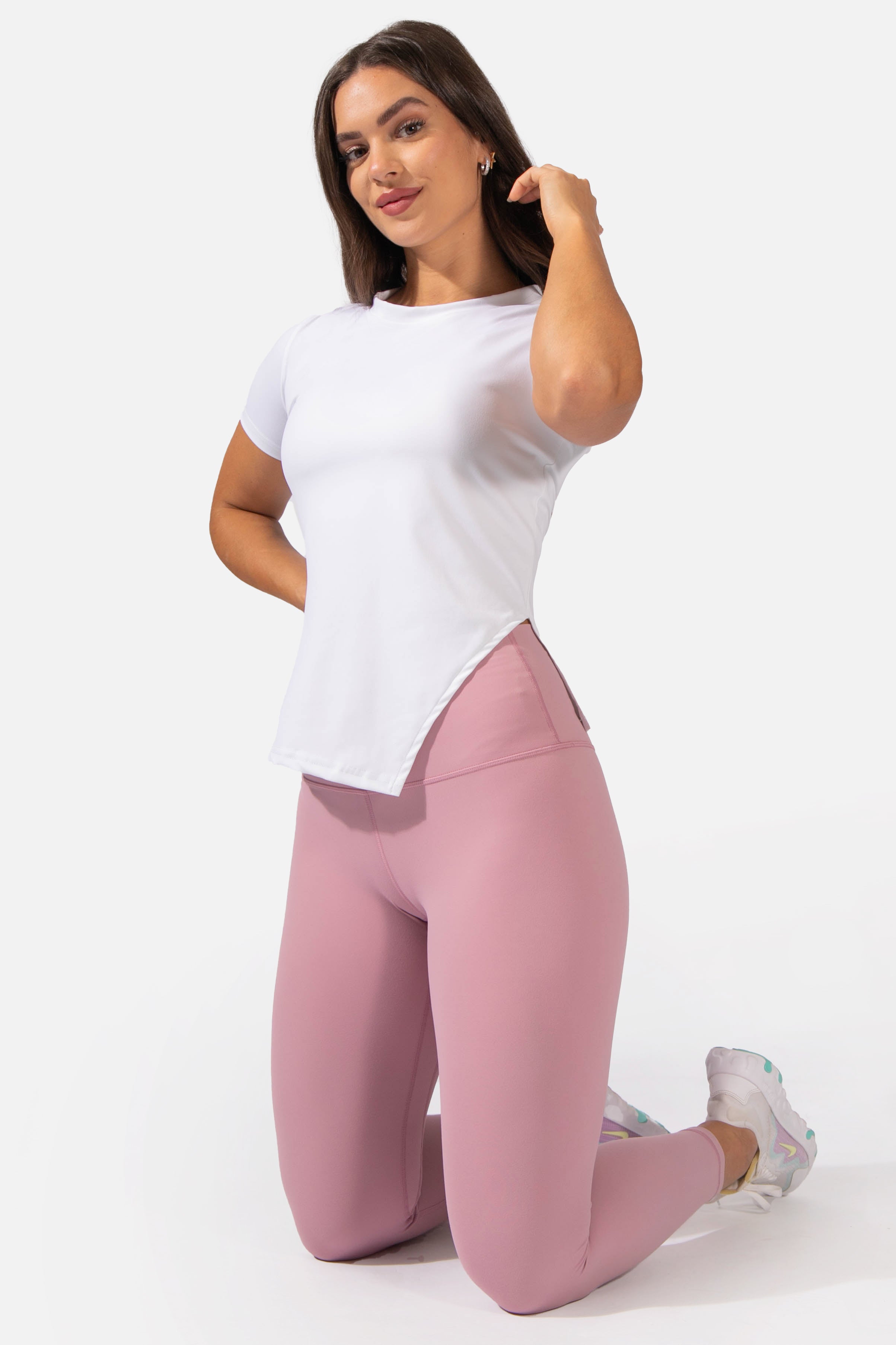 Asymmetrical Fitted Workout T-Shirt - White Women's Crop Top Jed North 