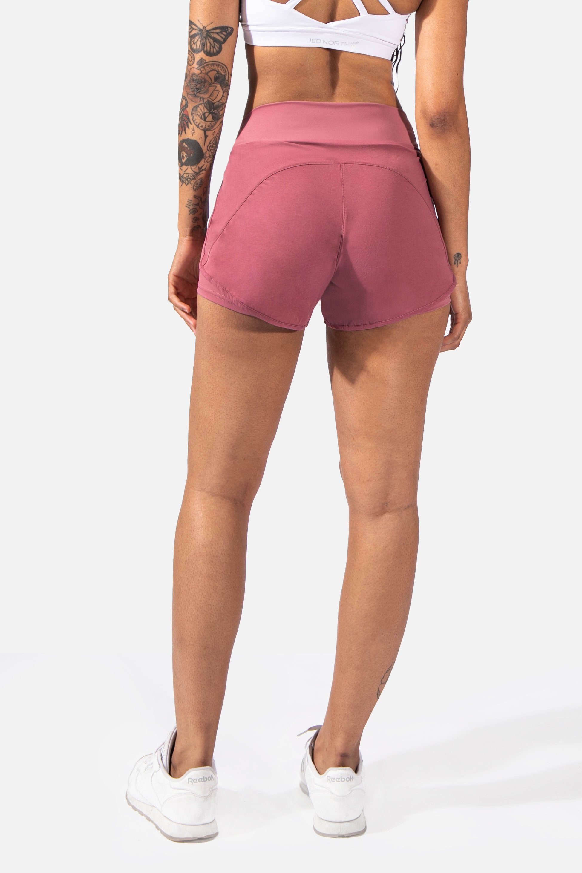 Athletic Tulip-Hem Spandex Shorts - Pink Women's shorts Jed North 