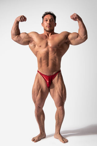 Bodybuilding Performance Posing Trunks - Red Pose Trunks Jed North 
