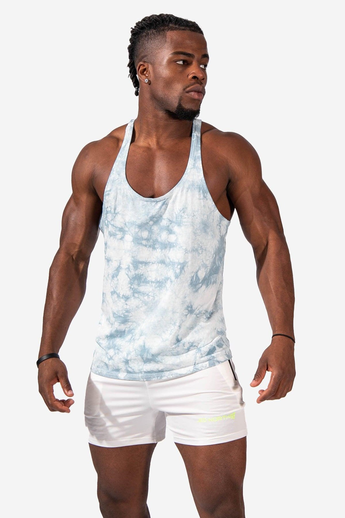 Classic Bodybuilding Racerback Stringer - Blue Tie Dye - Jed North