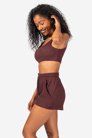 Coco Ribbed Sports Bra - Brown Sports Bra Jed North 