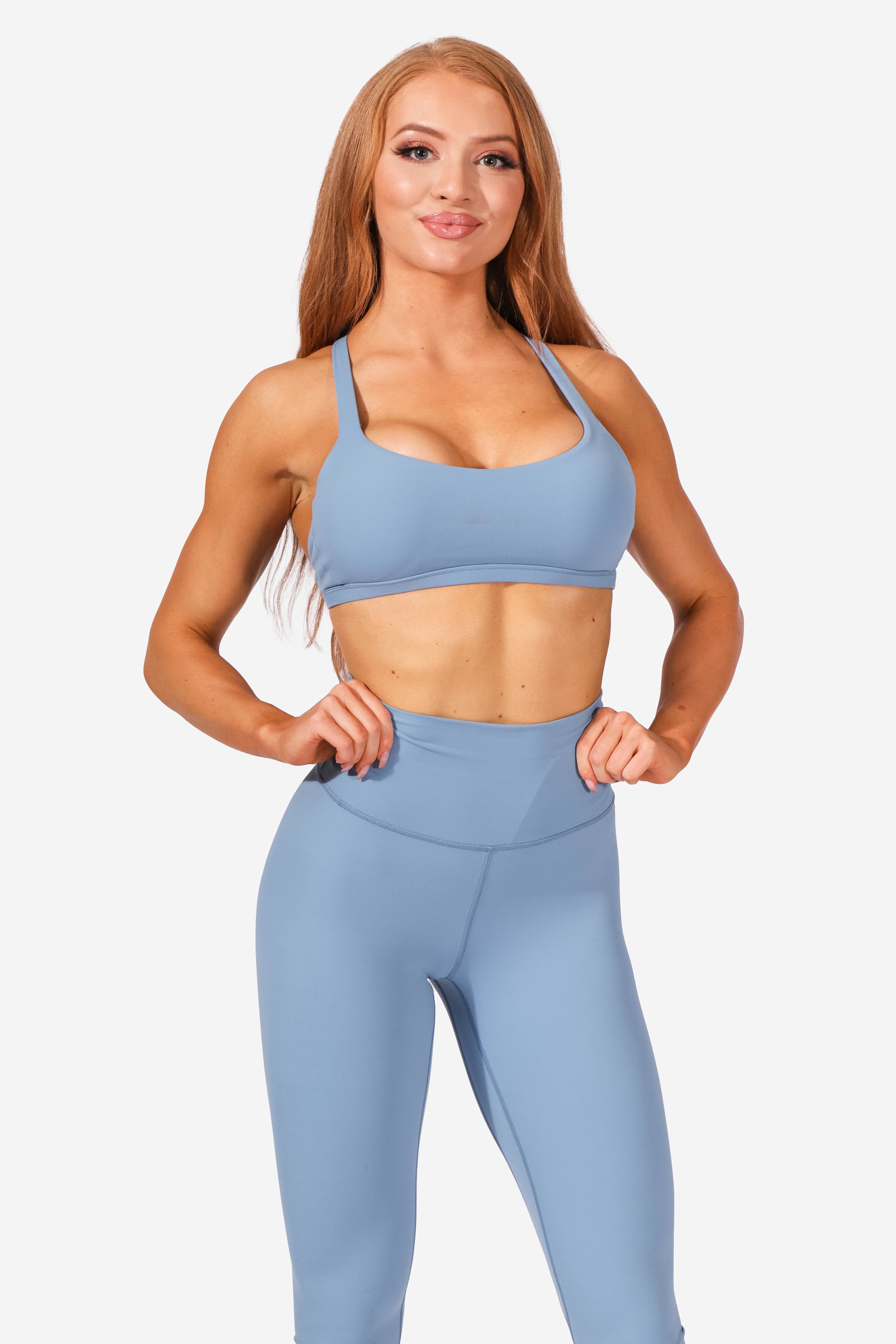 Criss Cross Yoga Medium Support Sports Bra - Blue Sports Bra Jed North 