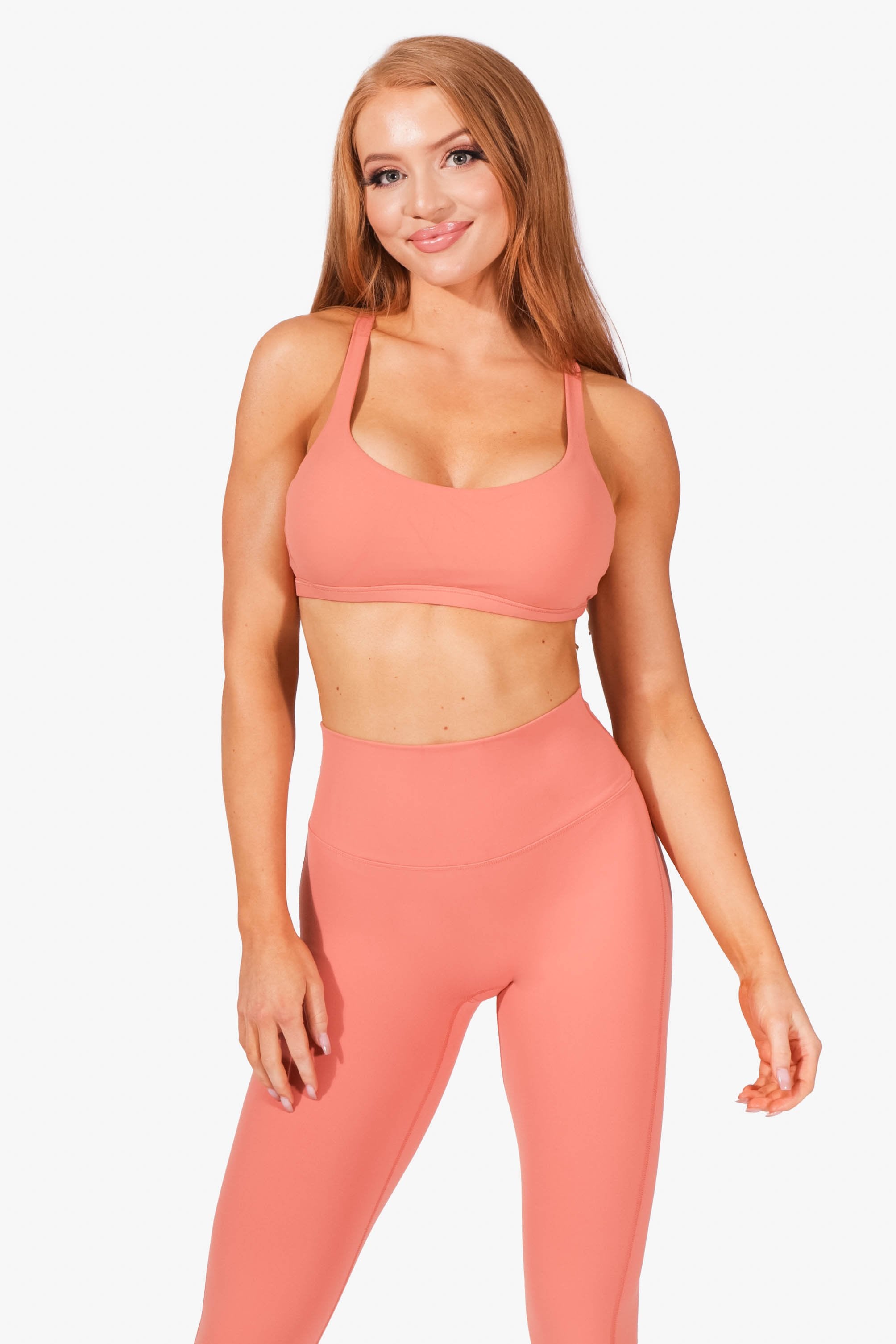 Bandeau Strap Sports Bra in Coral Peach – Bloombuilt Athletics