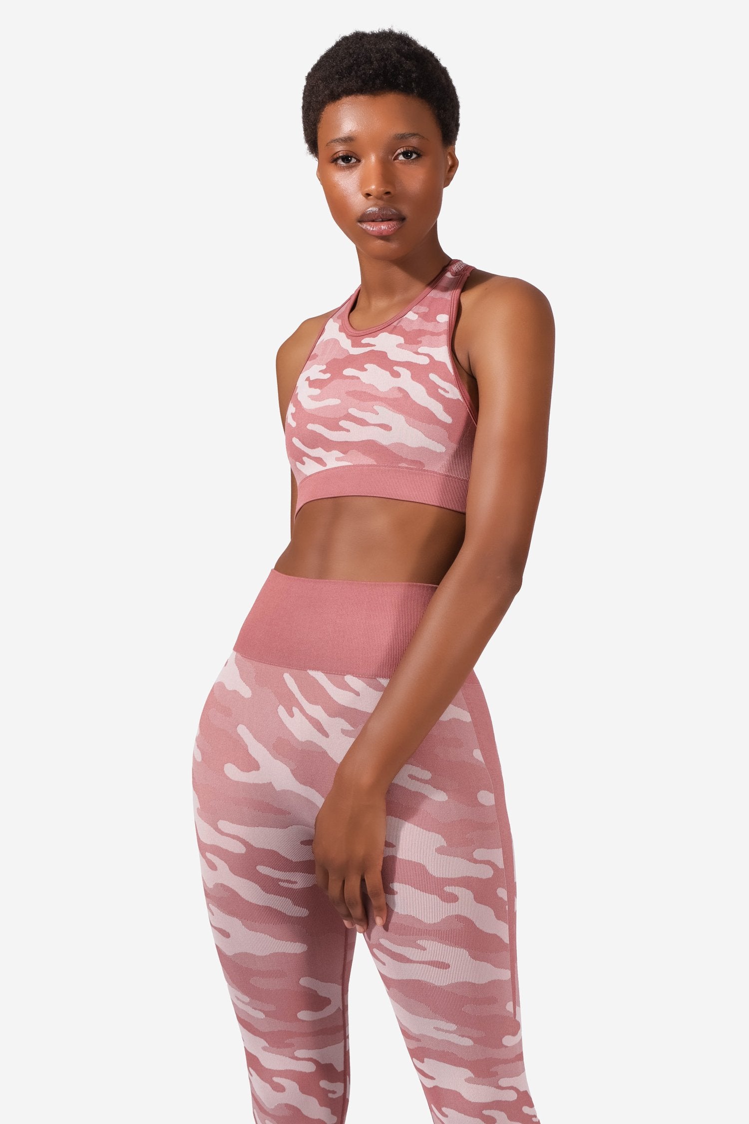 Danica Seamless Mesh Crop Top - Pink Camo Sports Bra Jed North 