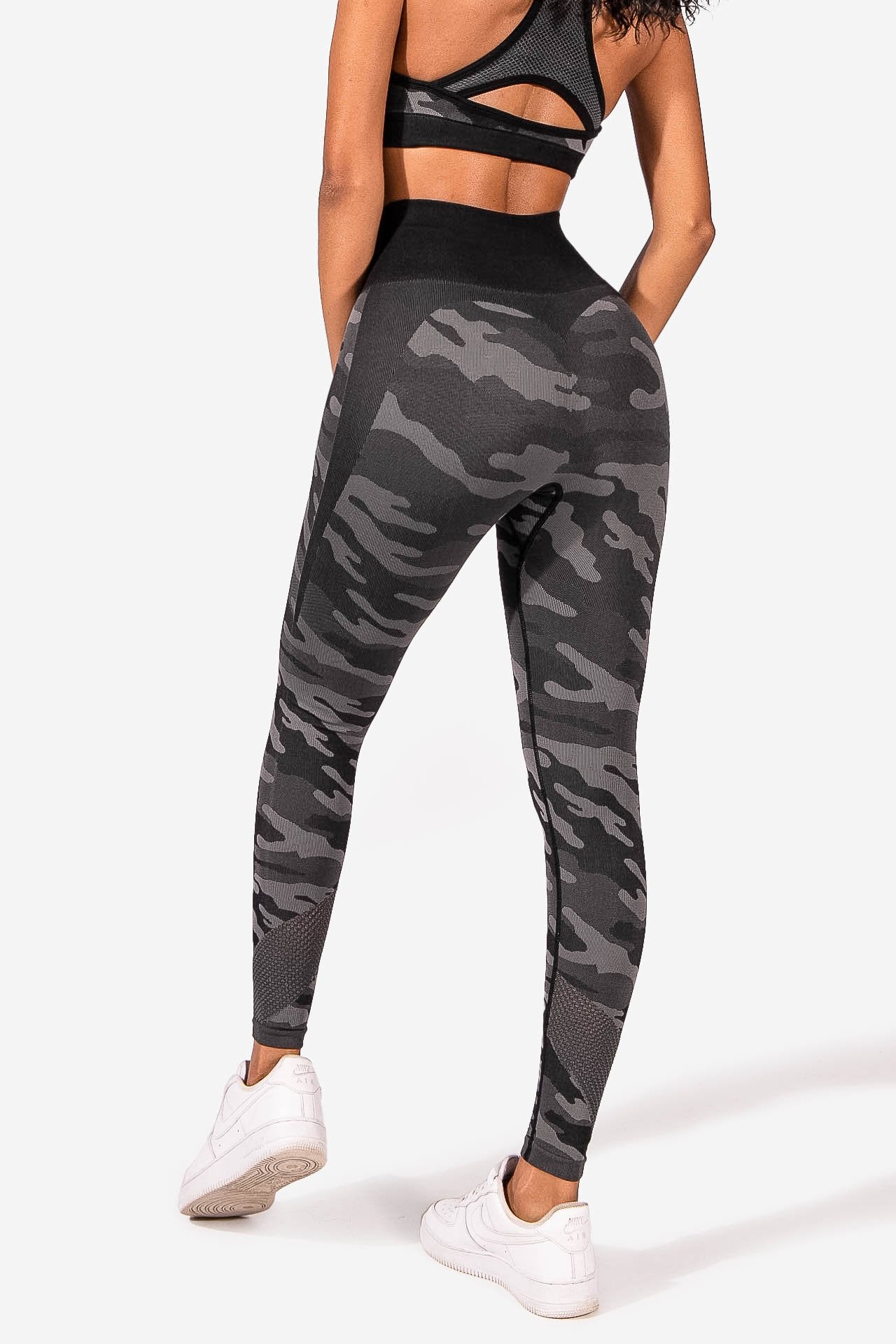 Danica Seamless Mesh Leggings - Black Camo Women Leggings Jed North 