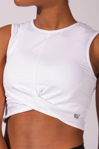 Front Knot Cropped Tank Top - White Women's tank top Jed North 