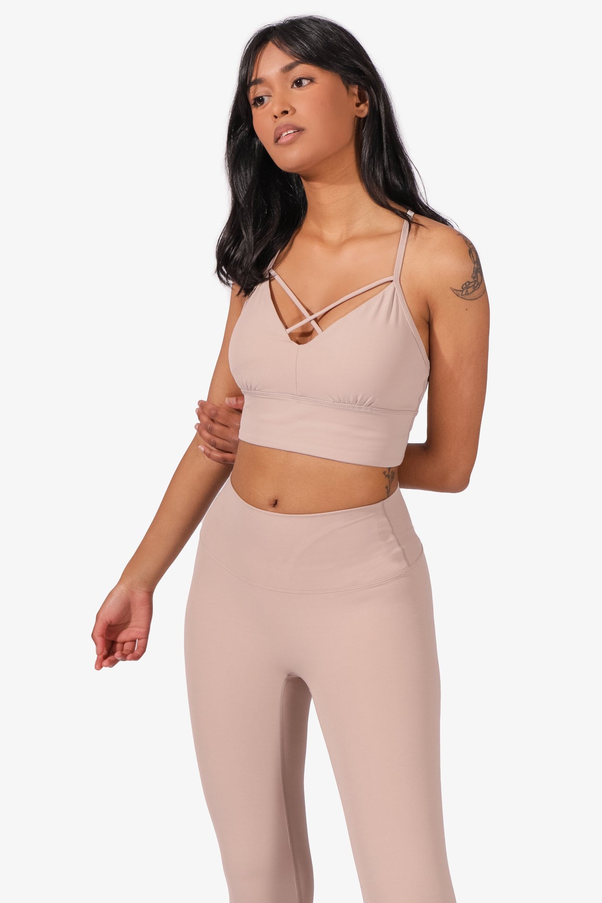 High Impact Front Criss Cross Design Sports Bra - Nude Sports Bra Jed North 