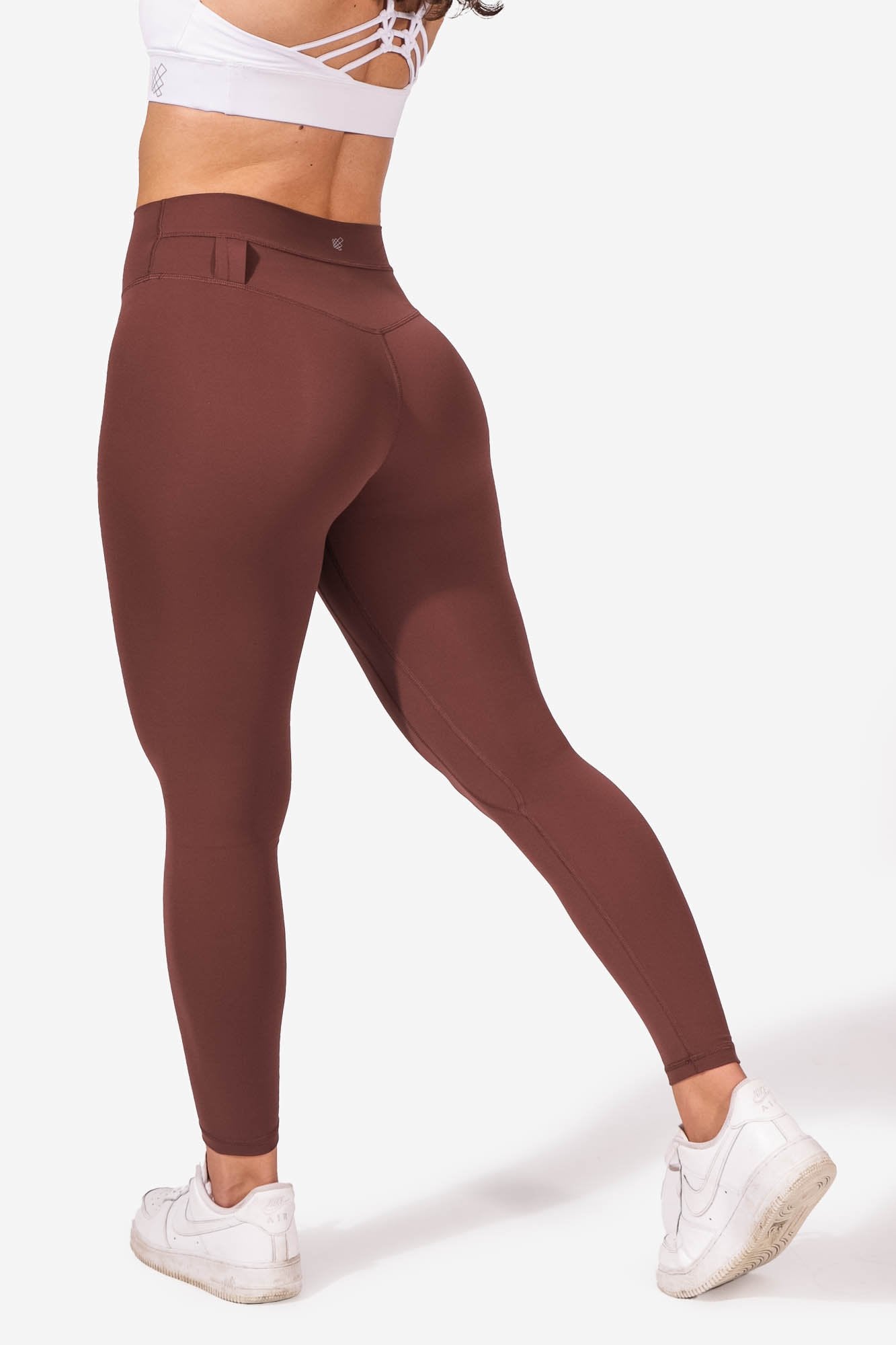 Women's High Waisted Yoga Leggings Workout Pants - Brown / S