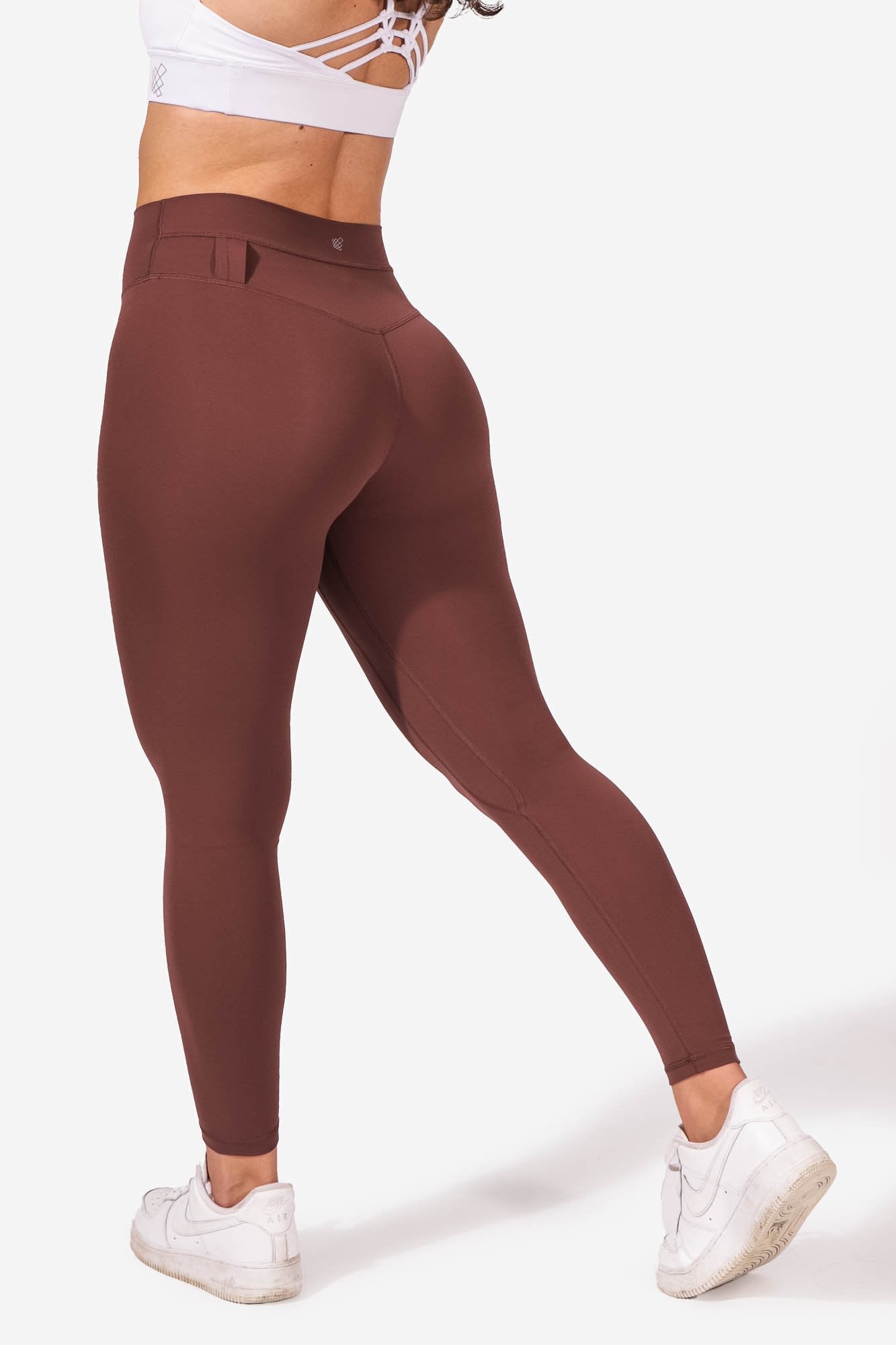 High Waist Full Length Leggings With Towel Loop - Brown Women Leggings Jed North 