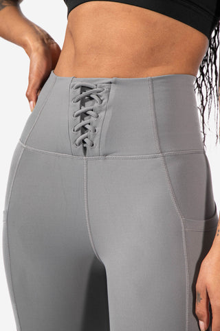 High Waist Lace-Up Leggings - Gray Women Leggings Jed North 