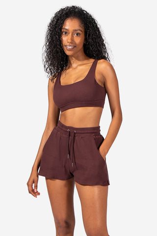 Light Support Ribbed Sports Bra - Brown Sports Bra Jed North 