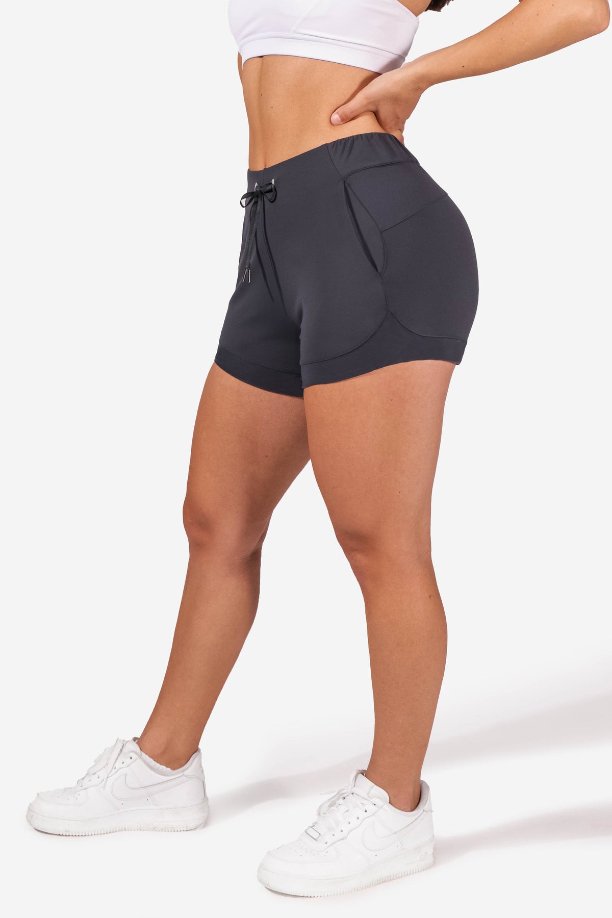 Low-Rise Running Shorts With Pockets - Gray Women's shorts Jed North 