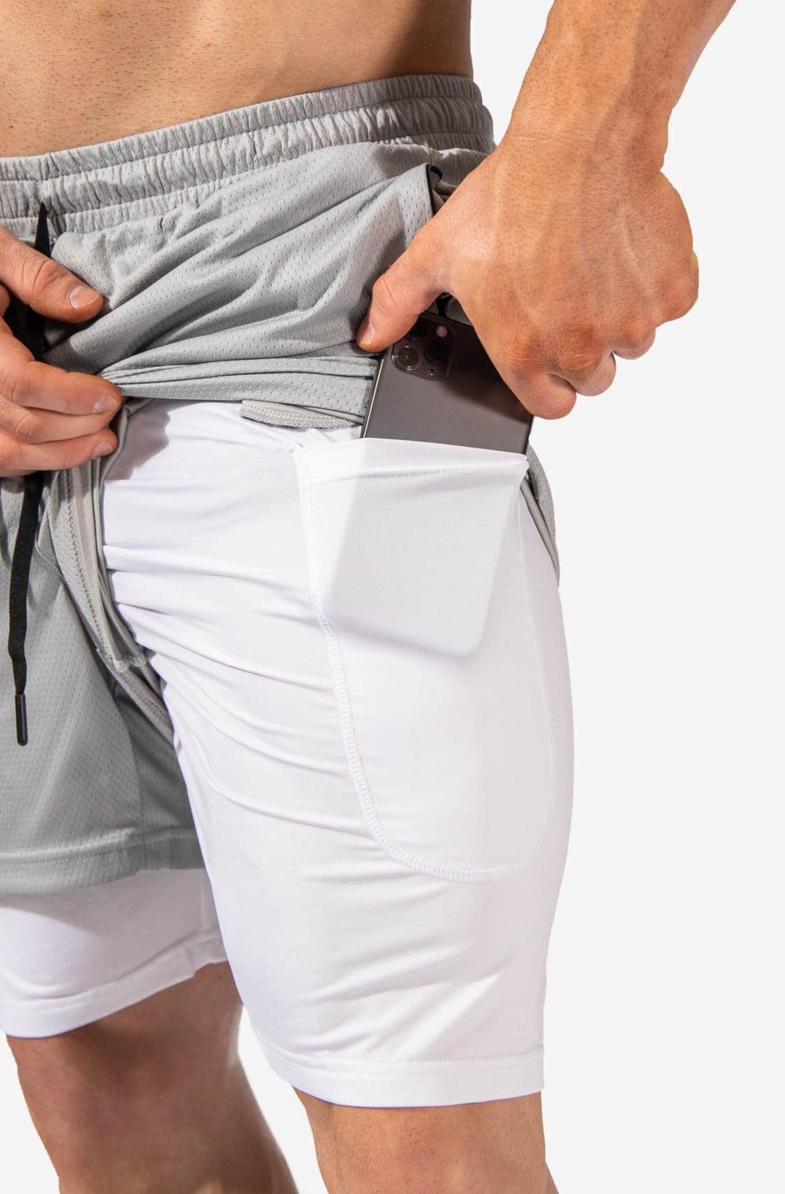 Pro 2 In 1 Athletic Shorts - Silver - Jed North