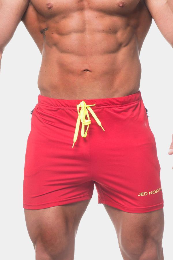 Agile Bodybuilding 4'' Shorts w Zipper Pockets - Crimson Red - Jed North