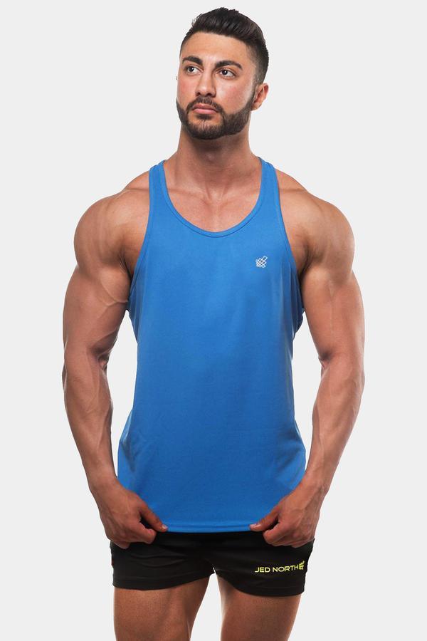 Men's Dri-Fit Workout Bodybuilding Stringer - Blue Tank Tops Jed North 