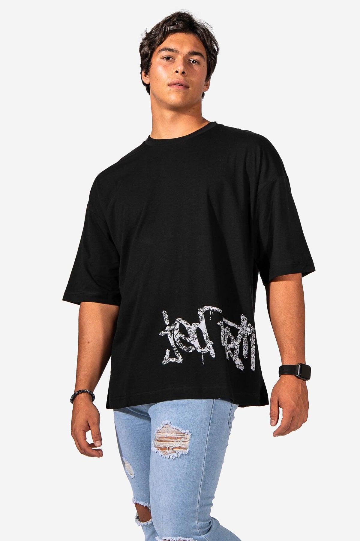 Men's Graphic Oversized Drop-Shoulder Tee - Spray Paint T-Shirts Jed North 