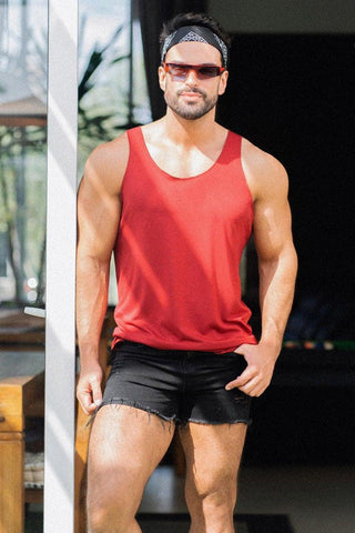 Men's Raw-edge Muscle Stringer - Red JN-TTO Jed North 