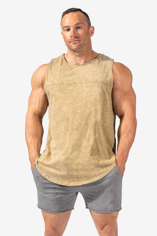 Men's Vintage Washed Cut Off Sleeveless Tee - Brown Tank Tops Jed North 