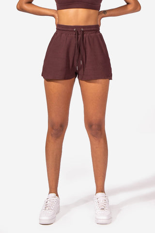 Ribbed Flowy Summer Shorts With Pockets - Brown Women's shorts Jed North 