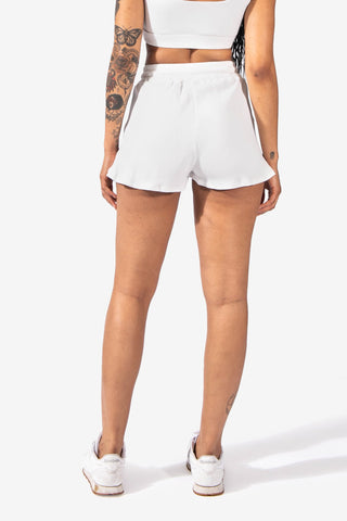 Ribbed Flowy Summer Shorts With Pockets - White Women's shorts Jed North 