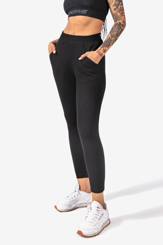Ribbed Lounge Joggers with Pockets - Black Women's Joggers Jed North 