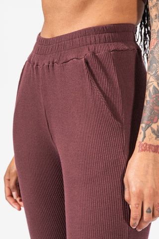 Ribbed Lounge Joggers with Pockets - Brown Women's Joggers Jed North 