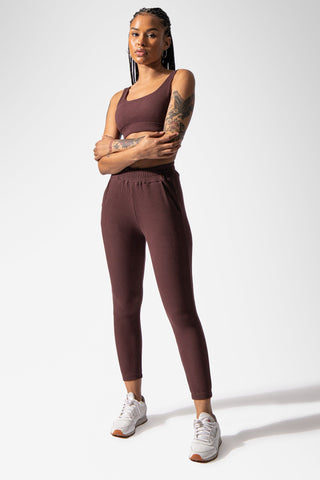 Ribbed Lounge Joggers with Pockets - Brown Women's Joggers Jed North 