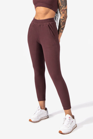 Ribbed Lounge Joggers with Pockets - Brown Women's Joggers Jed North 