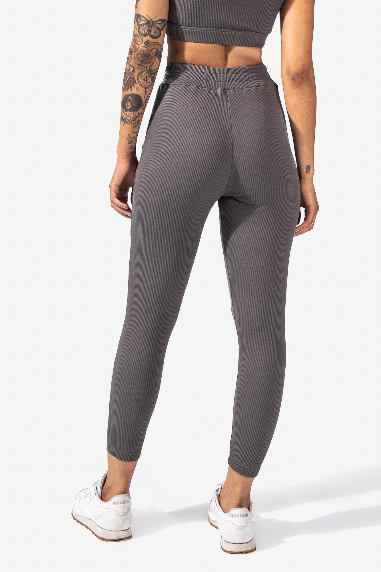 Ribbed Lounge Joggers with Pockets - Dark Gray Women's Joggers Jed North 