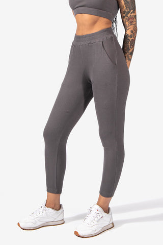 Ribbed Lounge Joggers with Pockets - Dark Gray Women's Joggers Jed North 