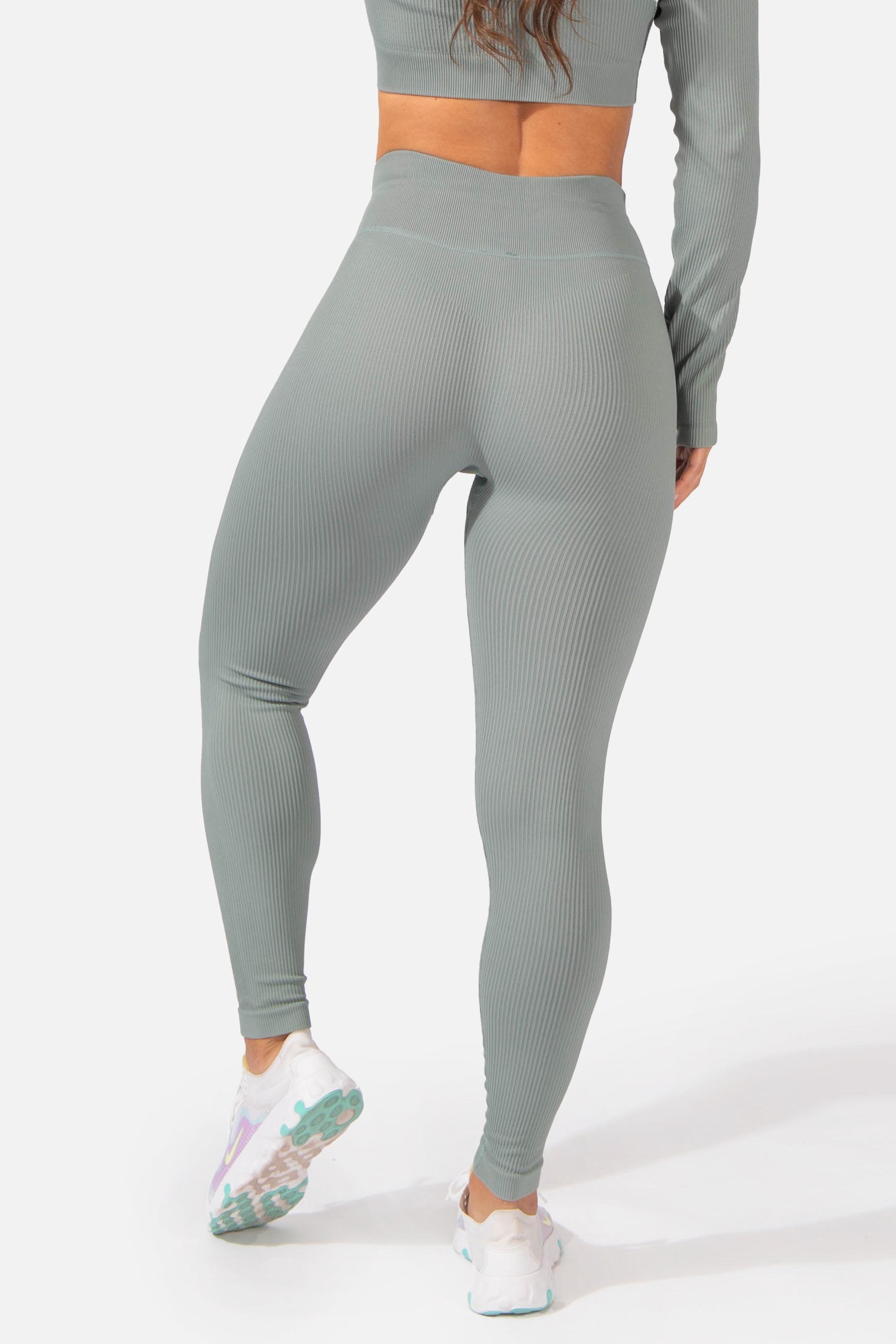 Ribbed Tie-Up Leggings - Teal Women Leggings Jed North 