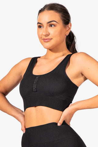 Rio Ribbed Sports Bra - Black Sports Bra Jed North 