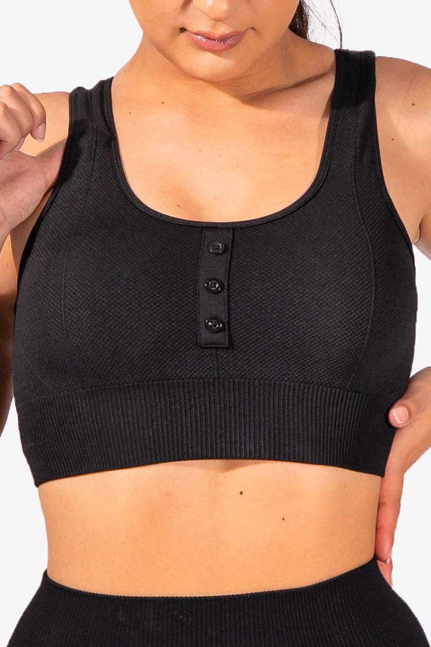 Rio Ribbed Sports Bra - Black Sports Bra Jed North 